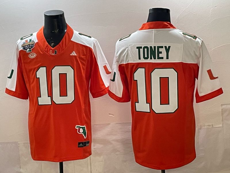 Men 2026 Miami Hurricanes #10 Toney Orange 3th generations Nike Limited NCAA Jersey 04->ncaa teams->NCAA Jersey